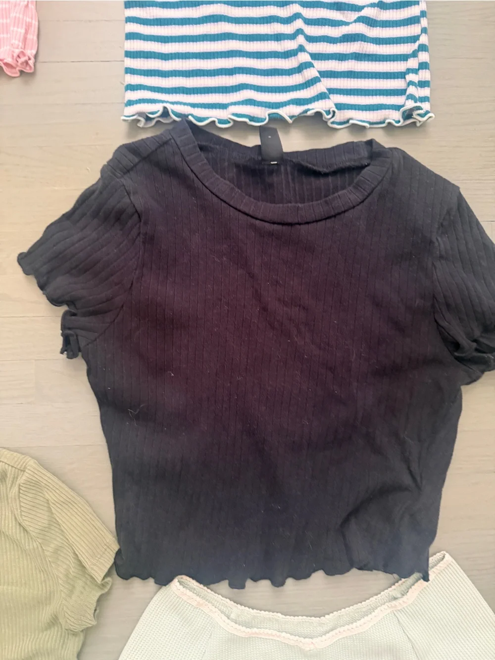 Kids Ribbed Short Sleeve Tops - Assorted Colors